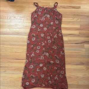 Eddie Bauer Red Floral Sleeveless Maxi Dress